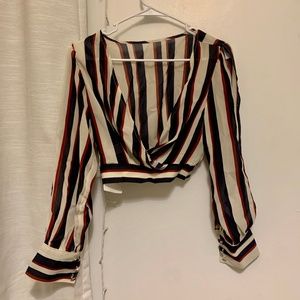 Striped Deep V Crop Top
